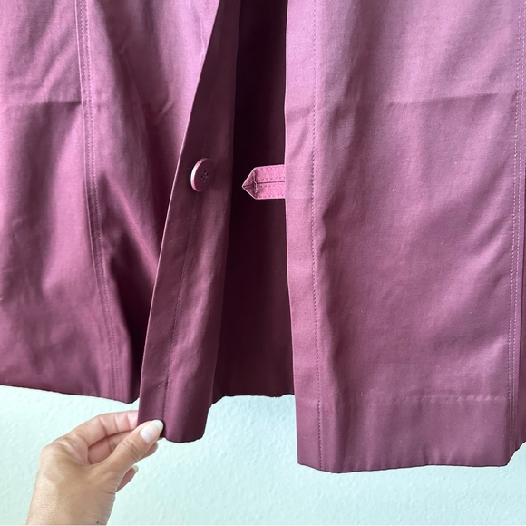 London Fog Single Breasted Button Front Maxi Burgundy Trench Coat w/ Belt Sz XXS - Picture 5 of 8